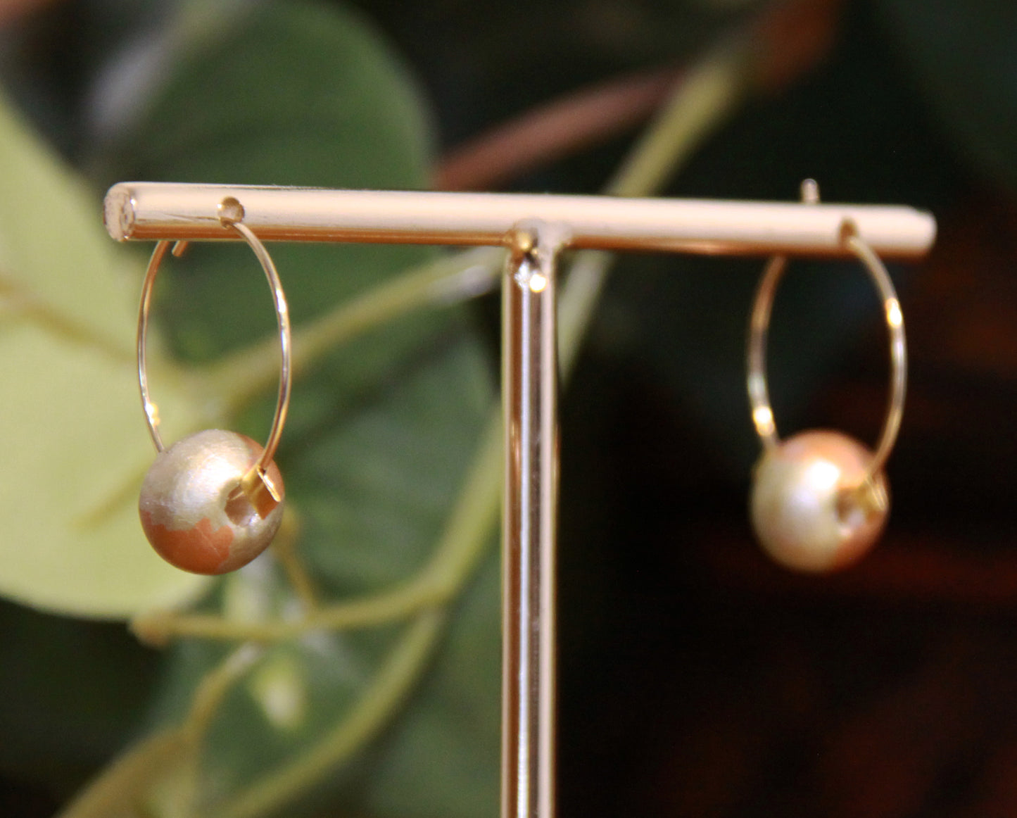 Small Gold Bead Hoop Earrings