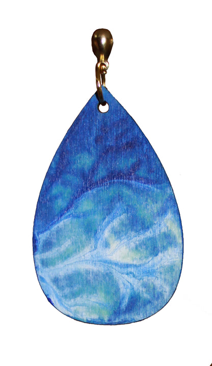 Blue Marbled Teardrop Earrings