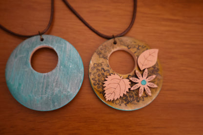 Botanical Whisper Gold Stenciled Pendant Necklace