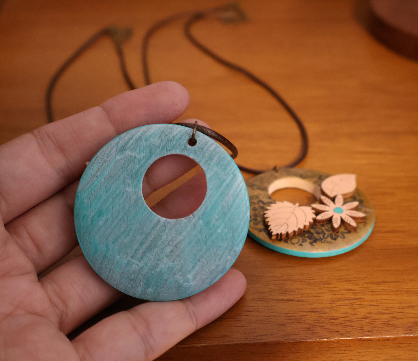 Botanical Whisper Gold Stenciled Pendant Necklace