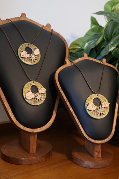 Botanical Whisper Gold Stenciled Pendant Necklace
