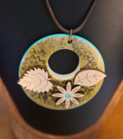 Botanical Whisper Gold Stenciled Pendant Necklace