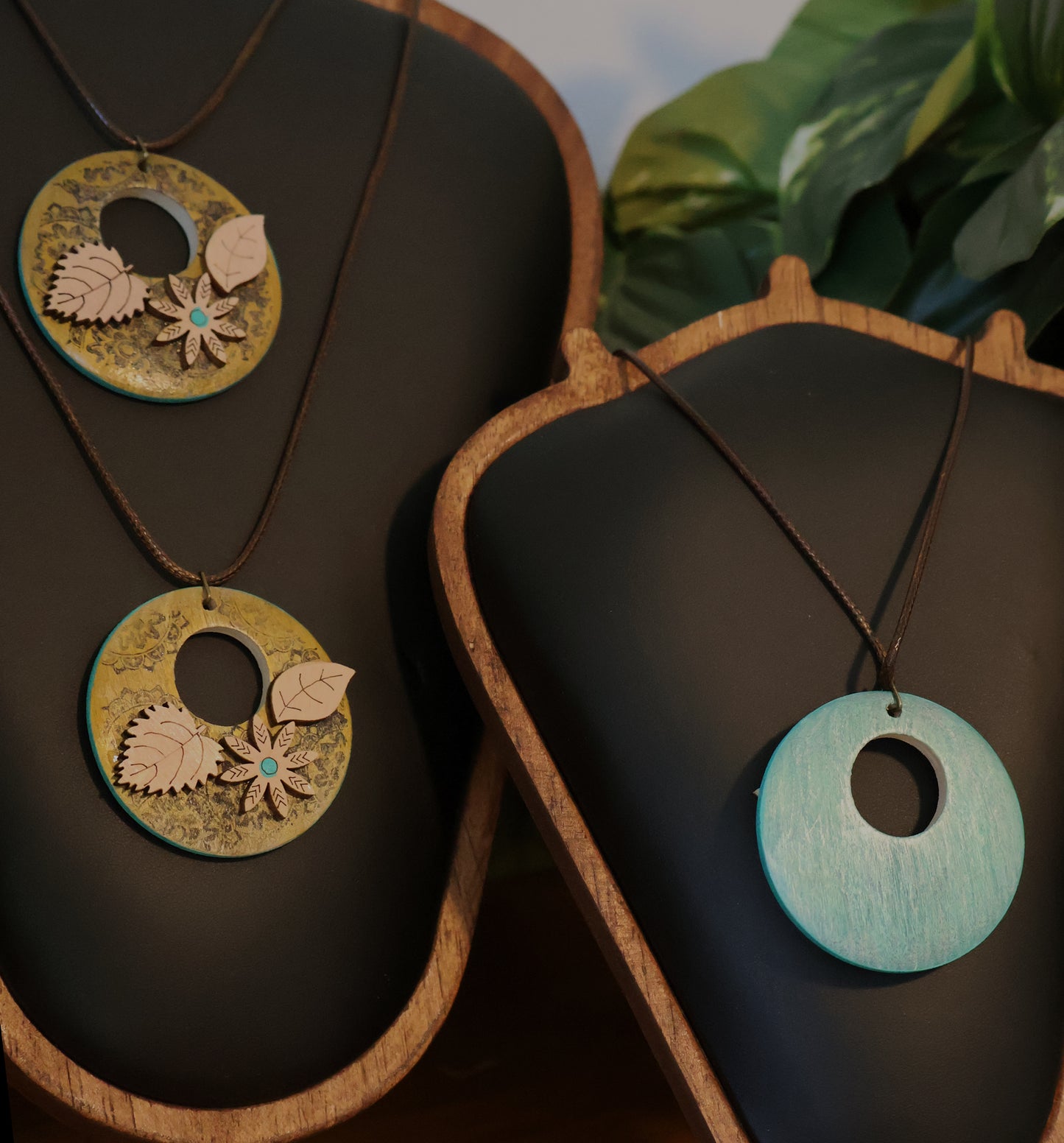 Botanical Whisper Gold Stenciled Pendant Necklace