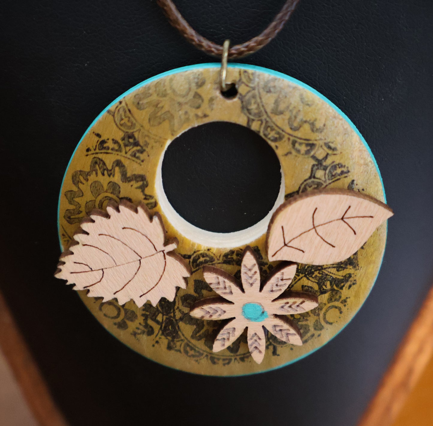 Botanical Whisper Gold Stenciled Pendant Necklace