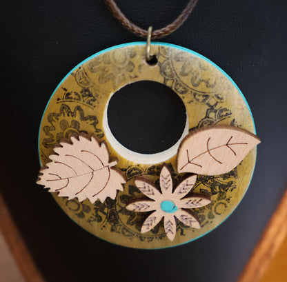 Botanical Whisper Gold Stenciled Pendant Necklace