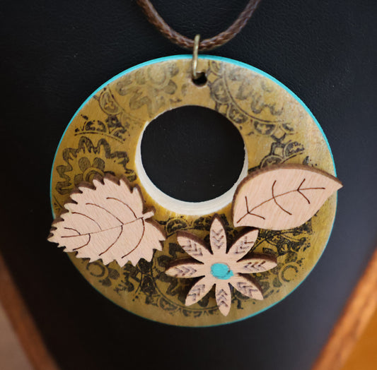 Botanical Whisper Gold Stenciled Pendant Necklace