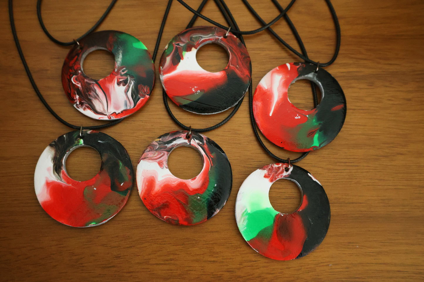 Holiday Swirl Acrylic Pour Pendant Necklace