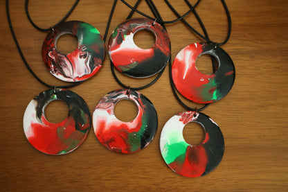 Holiday Swirl Acrylic Pour Pendant Necklace