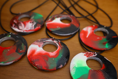 Holiday Swirl Acrylic Pour Pendant Necklace