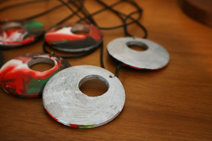 Holiday Swirl Acrylic Pour Pendant Necklace