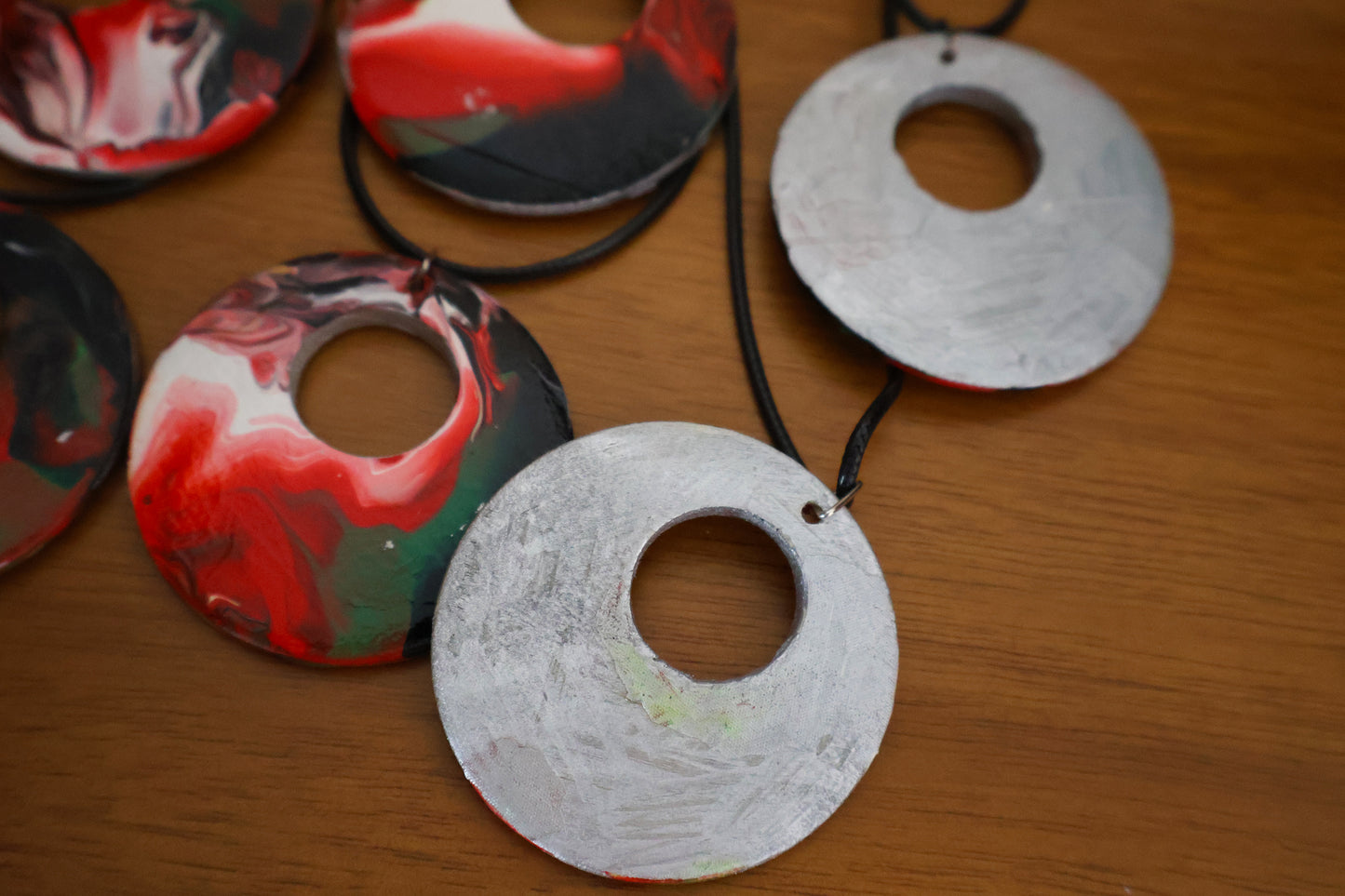 Holiday Swirl Acrylic Pour Pendant Necklace
