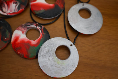 Holiday Swirl Acrylic Pour Pendant Necklace