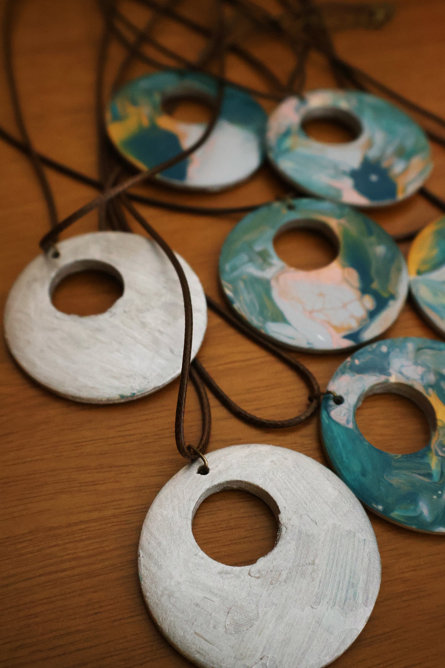 Ocean Mist Acrylic Pour Pendant Necklace