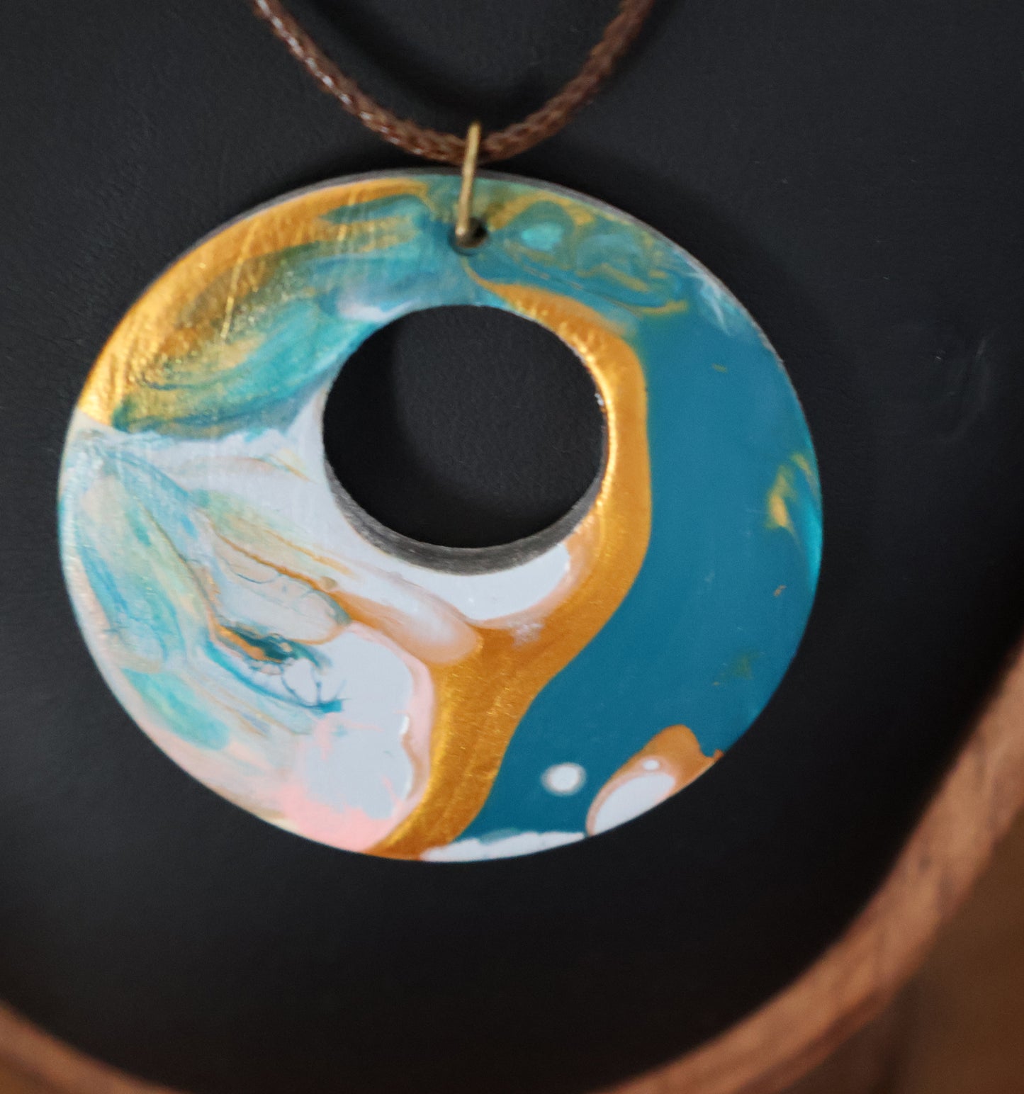 Ocean Mist Acrylic Pour Pendant Necklace