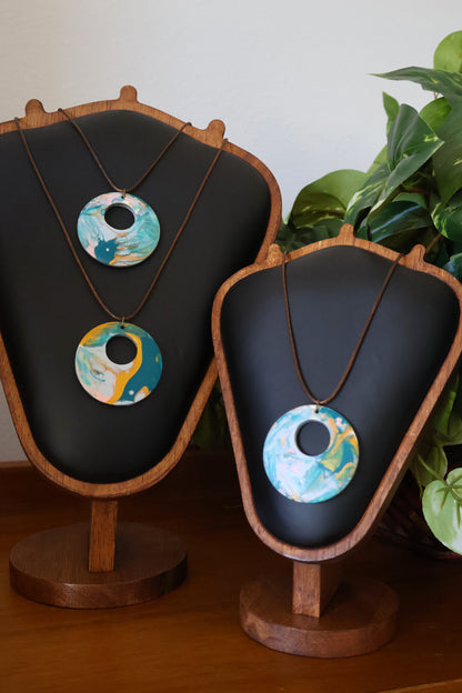 Ocean Mist Acrylic Pour Pendant Necklace