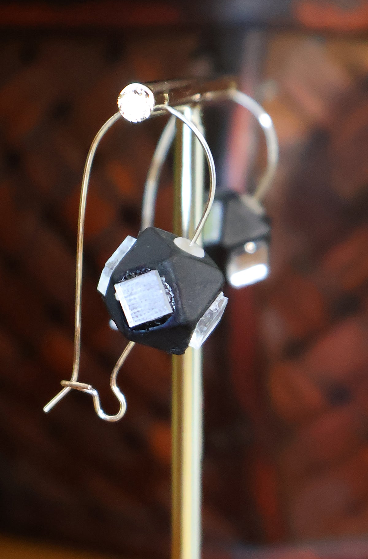 Black Mirror Work Dangle Earrings