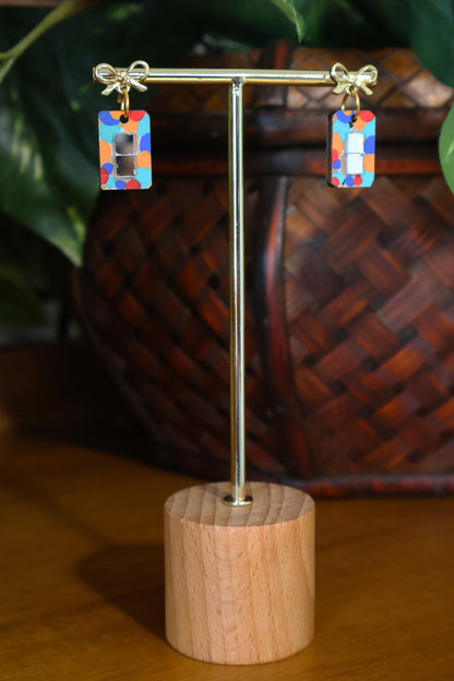 Small Colorful Mirror Rectangular Earrings