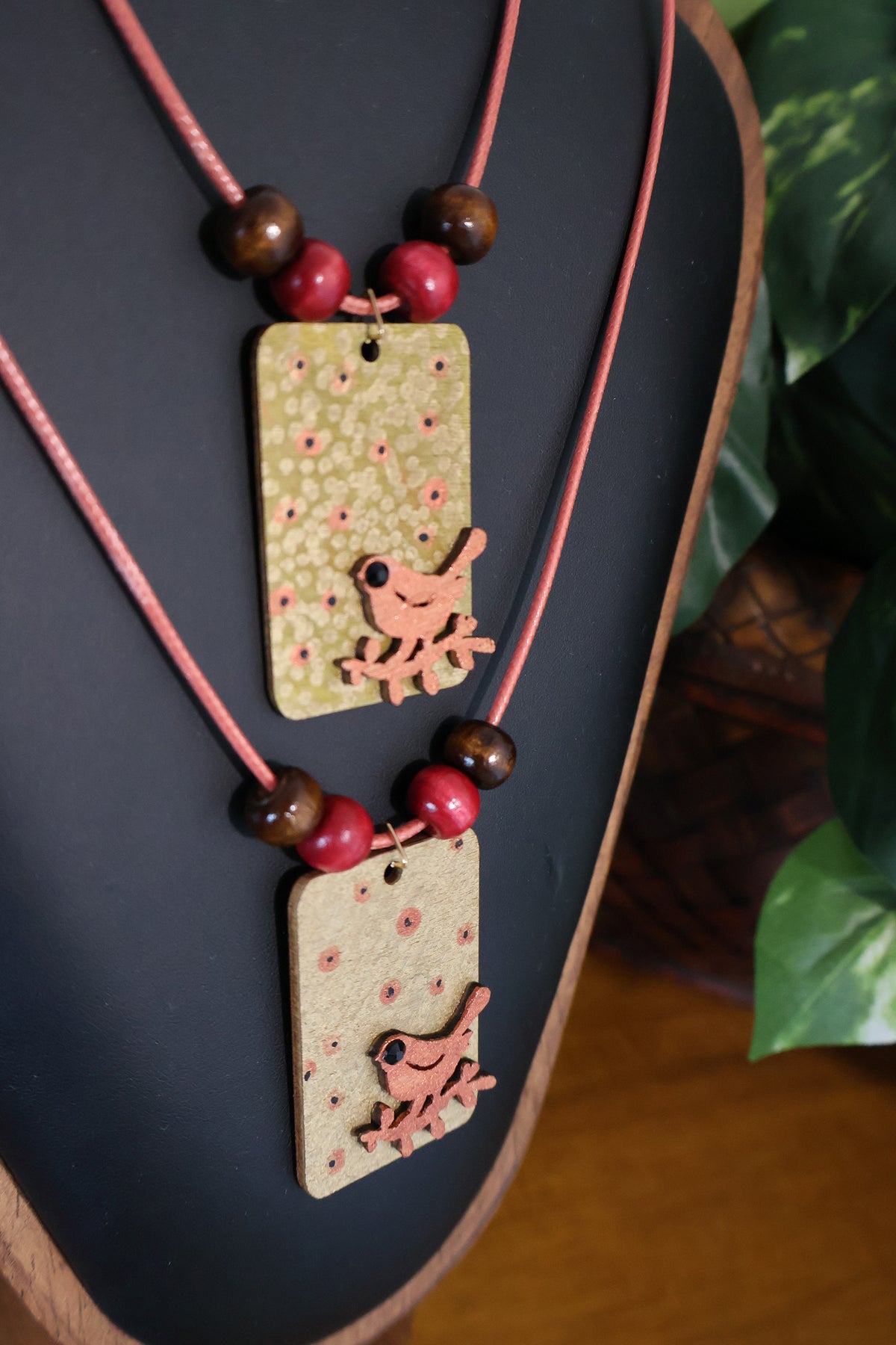 Copper-Colored Bird Pendant Necklace