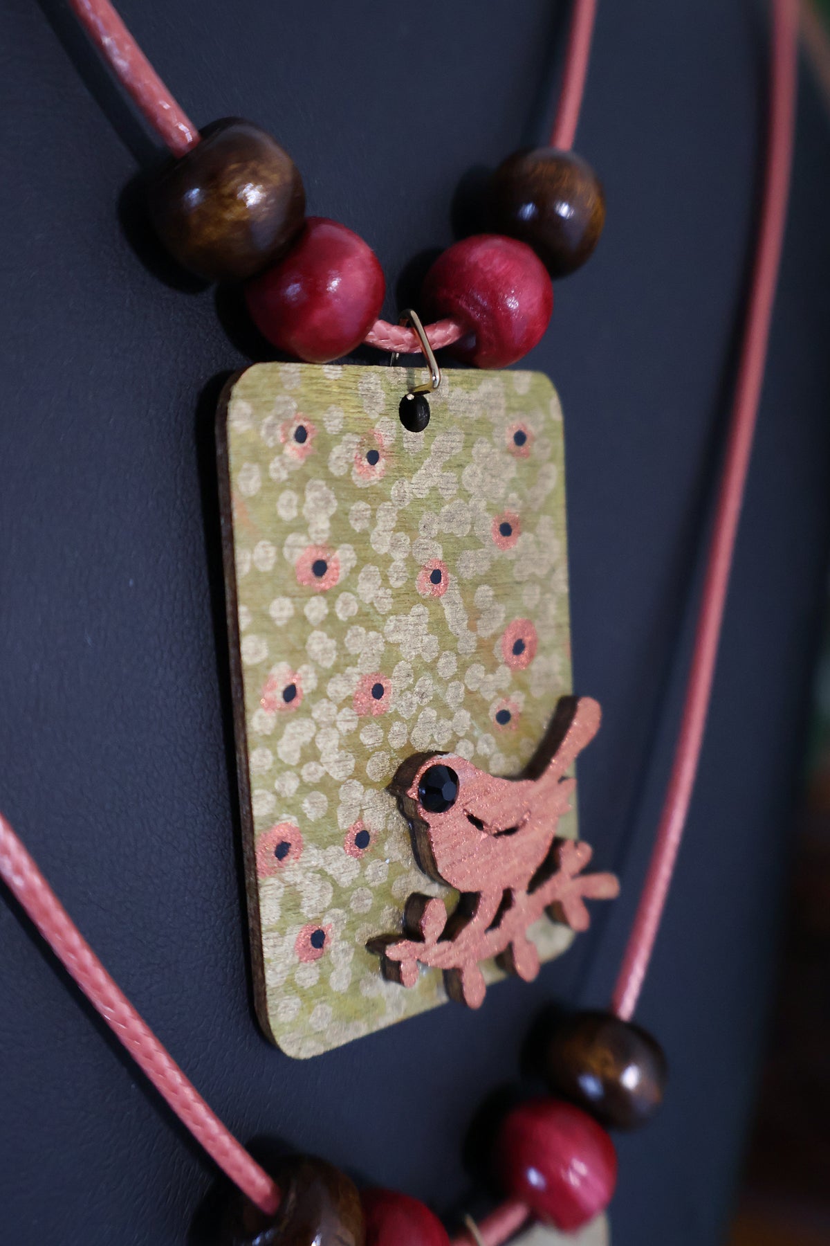 Copper-Colored Bird Pendant Necklace