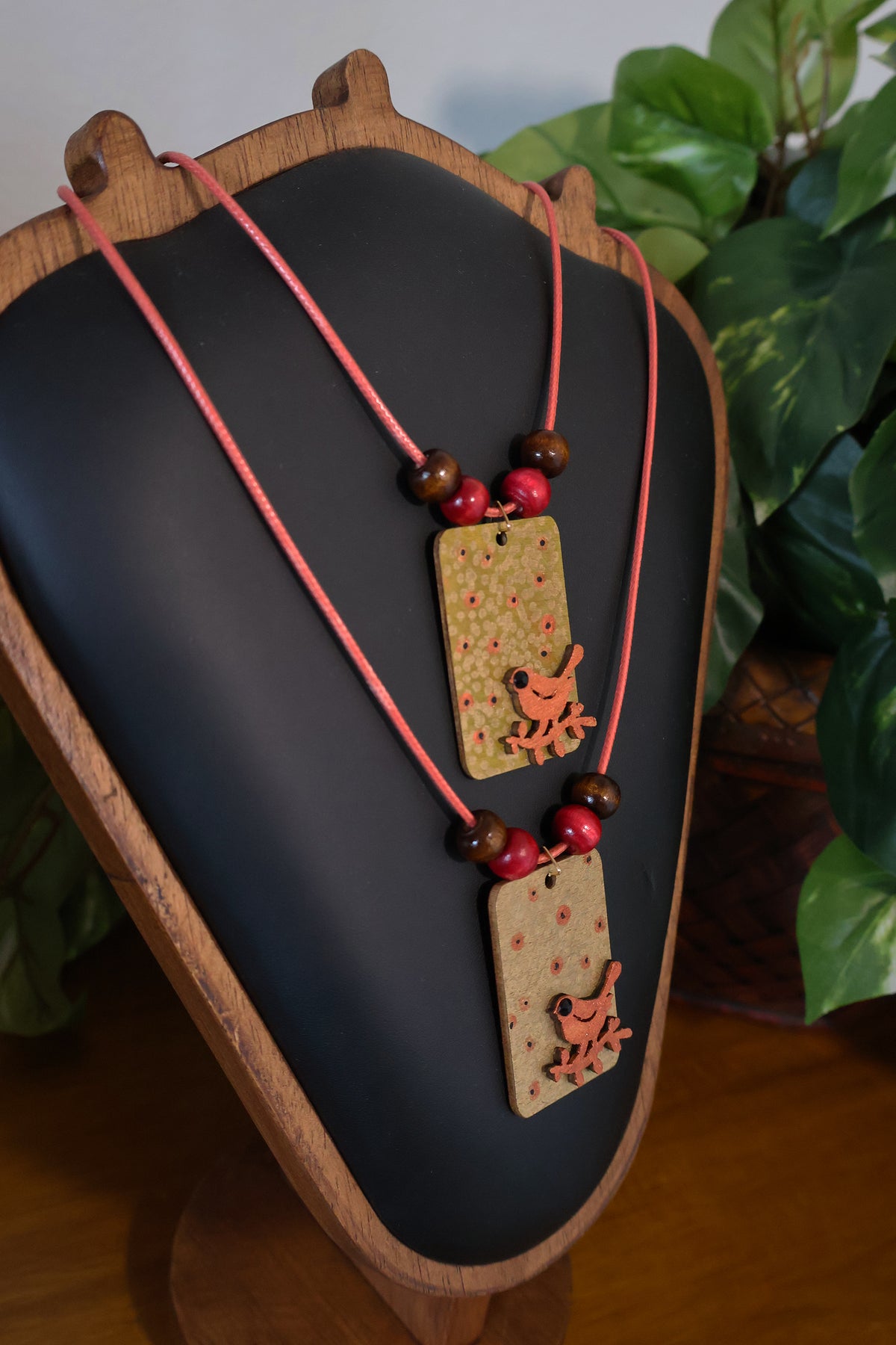 Copper-Colored Bird Pendant Necklace