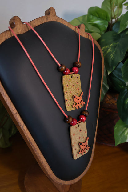 Copper-Colored Bird Pendant Necklace