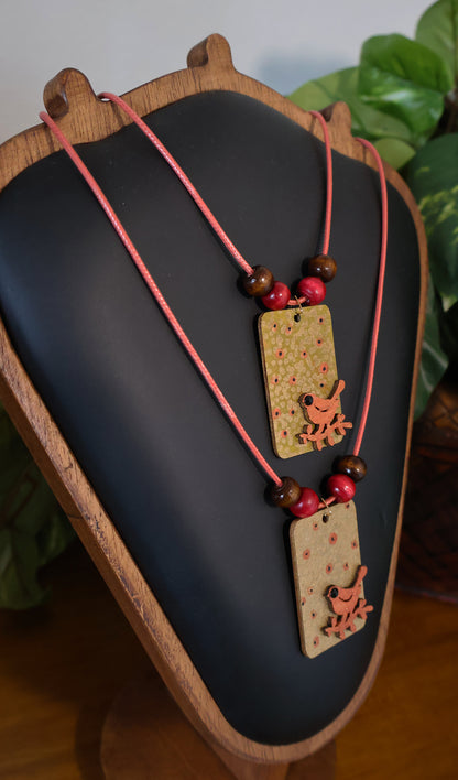 Copper-Colored Bird Pendant Necklace