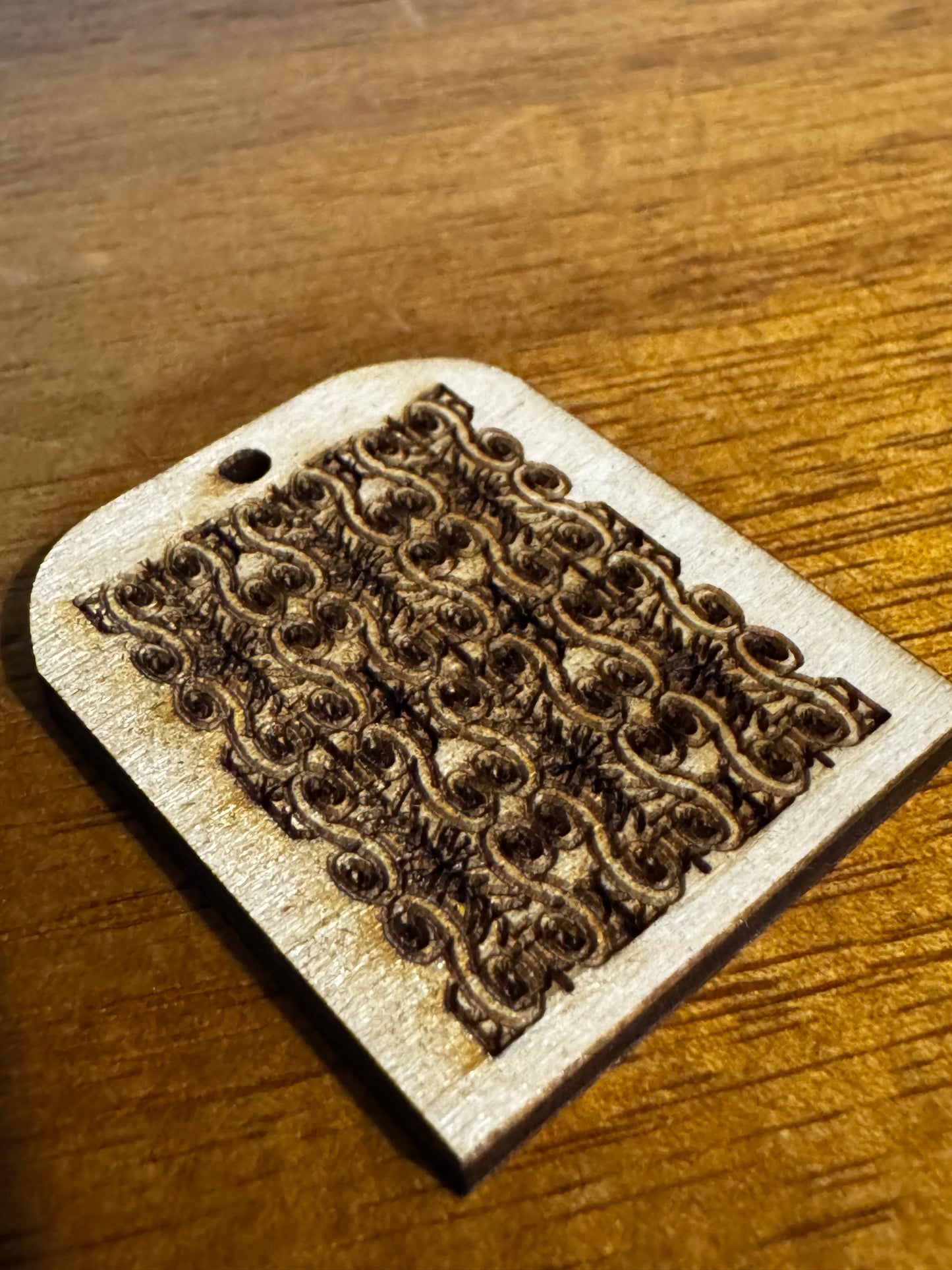 Burnt Wood Gold Rectangular Earrings