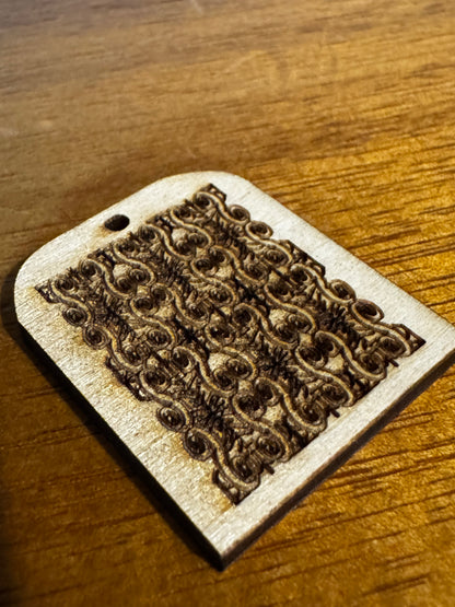 Burnt Wood Gold Rectangular Earrings