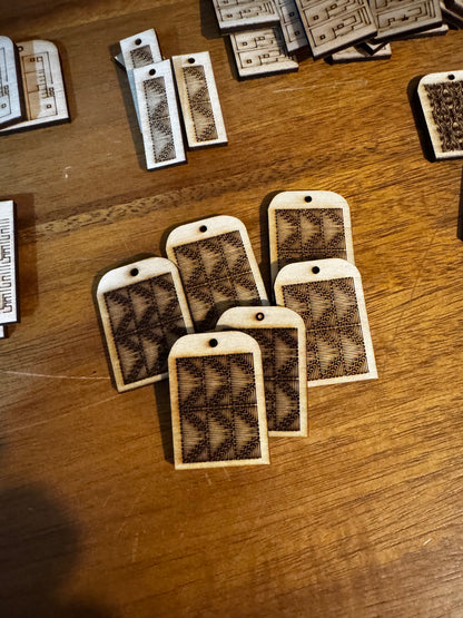 Burnt Wood Silver Rectangular Earrings