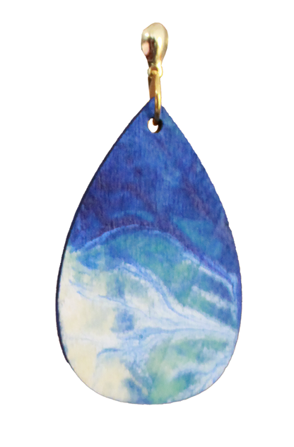 Blue Marbled Teardrop Earrings