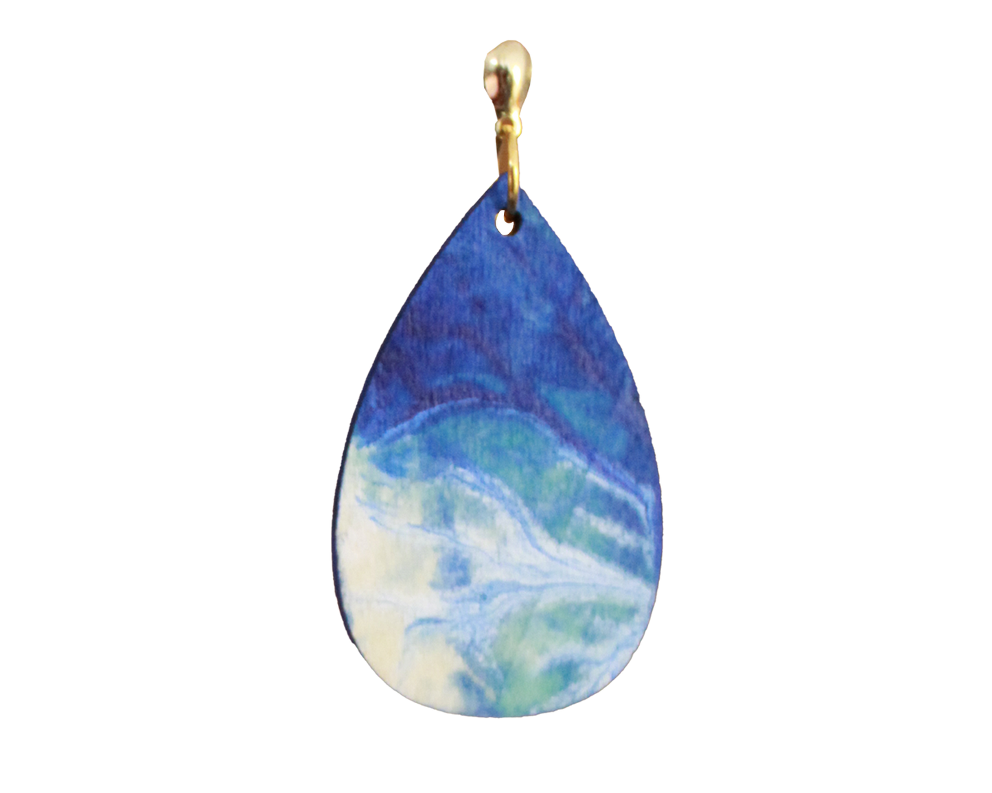 Blue Marbled Teardrop Earrings