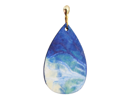 Blue Marbled Teardrop Earrings