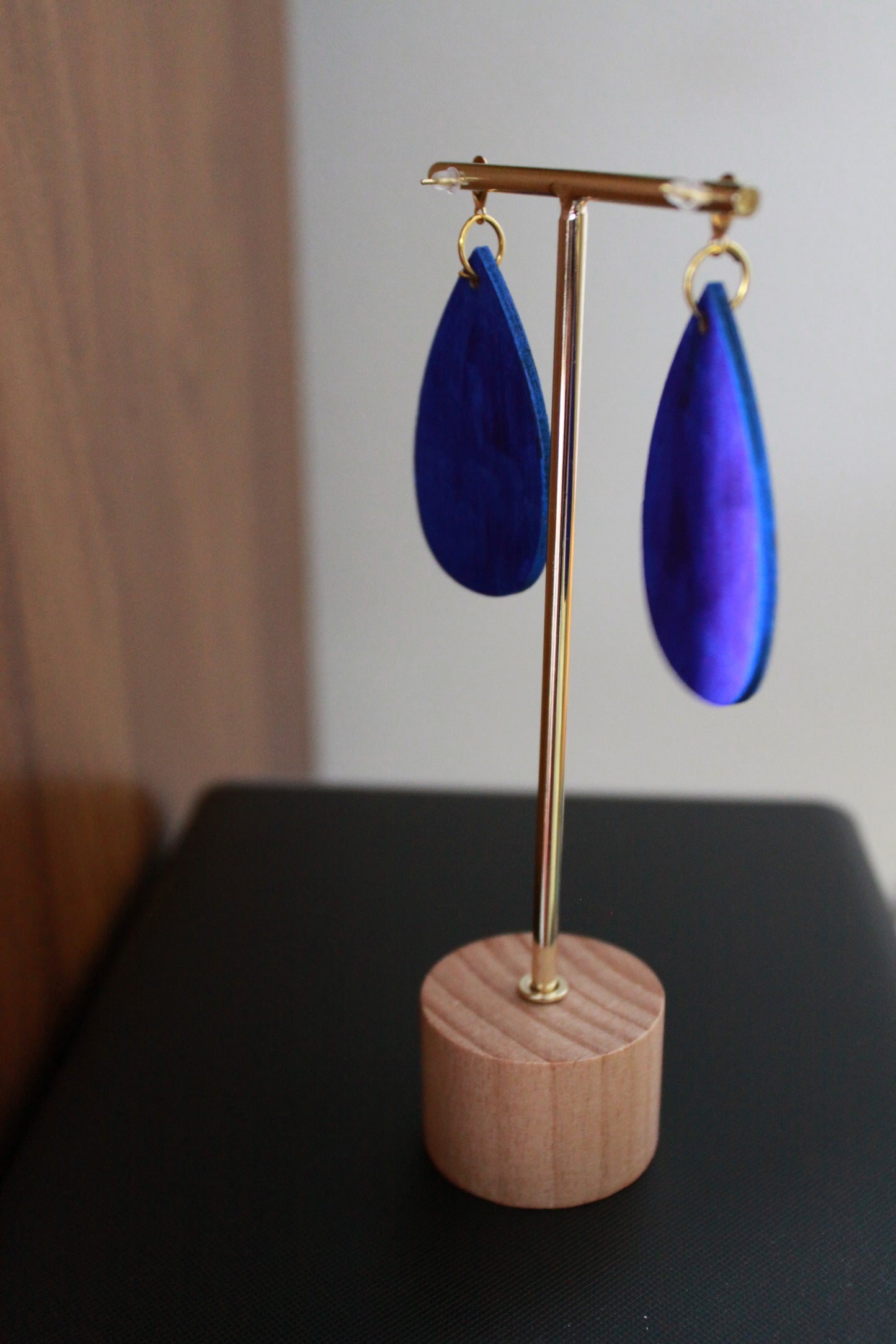 Blue Marbled Teardrop Earrings