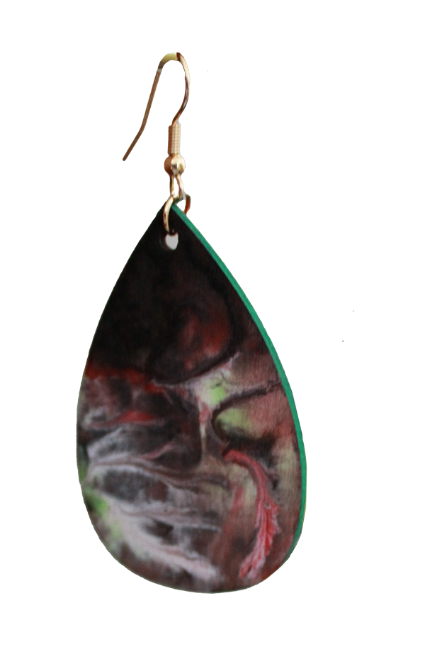 Red Marbled Teardrop Earrings