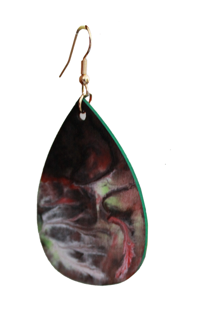 Red Marbled Teardrop Earrings