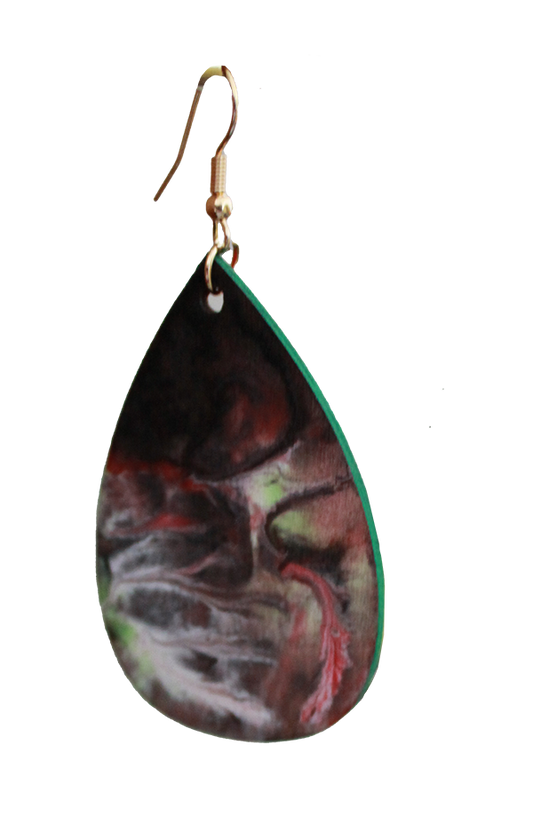 Red Marbled Teardrop Earrings