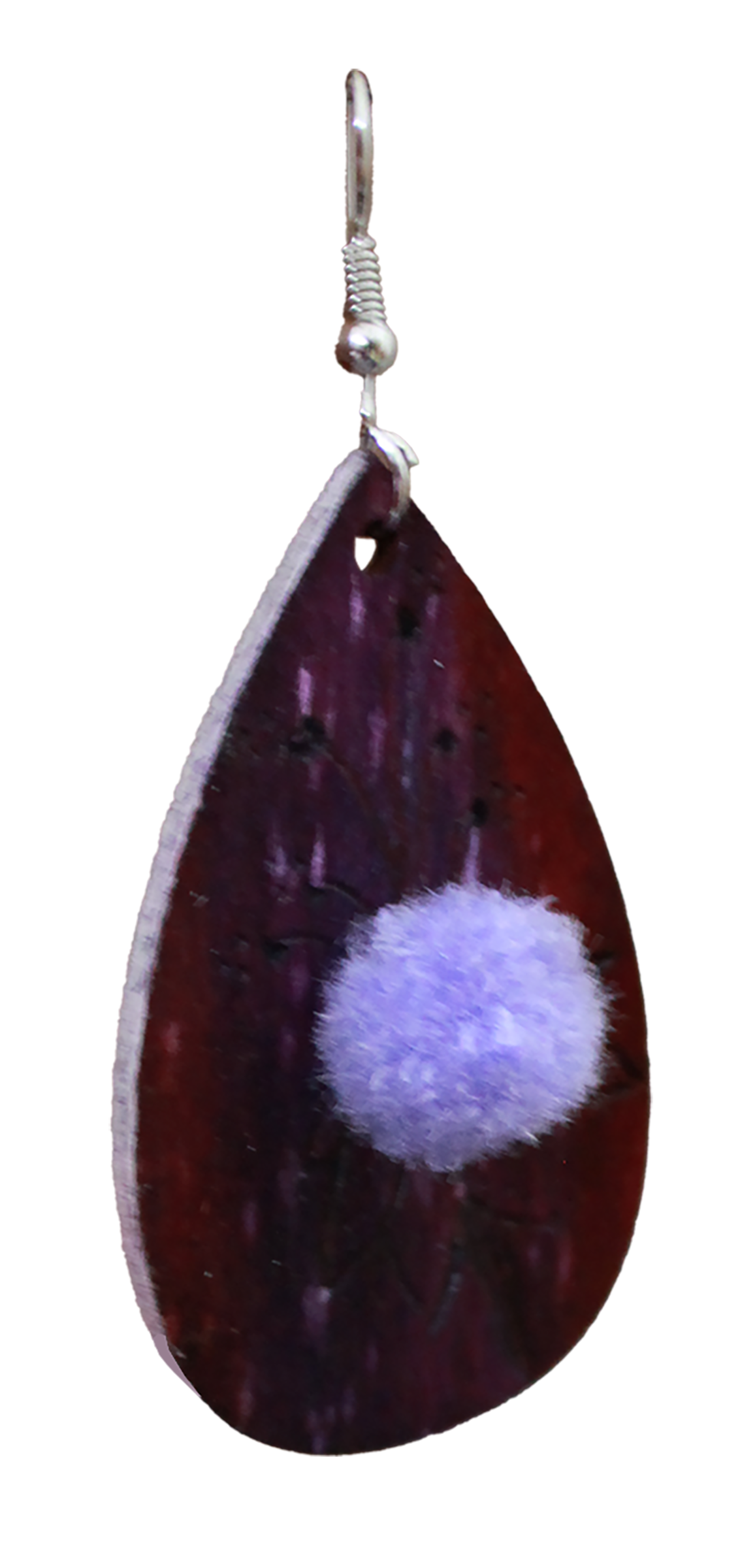 Purple with Lilac Pom Pom Teardrop Earrings