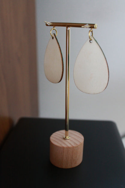 Green with Blue Pom Pom Teardrop Earrings