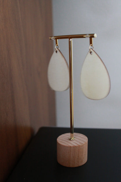 Green with Black Pattern Teardrop Earrings