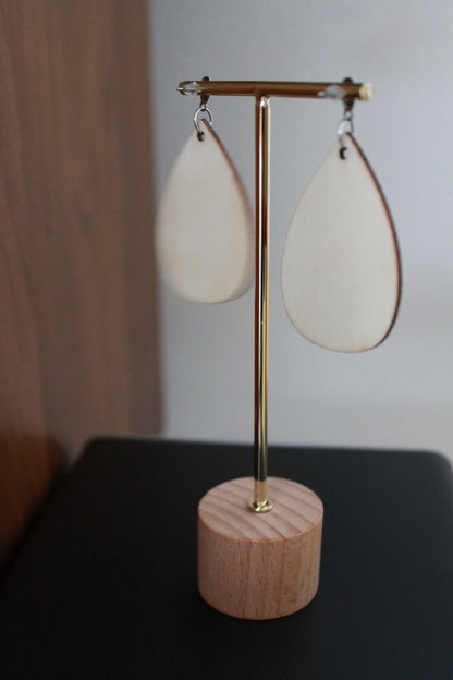 Blue with Red Pom Pom Teardrop Earrings