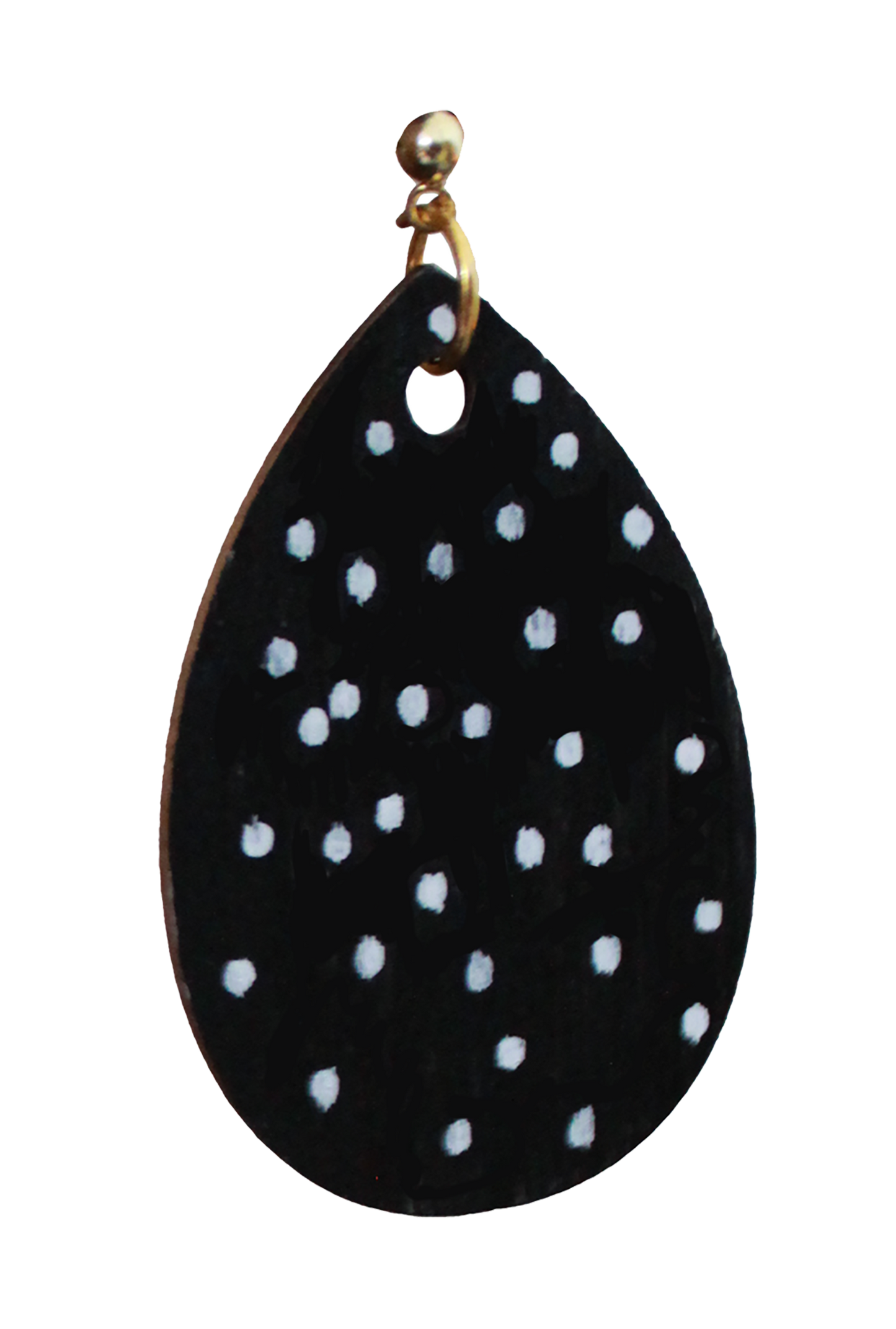 Black and White Polka Dots Teardrop Earrings