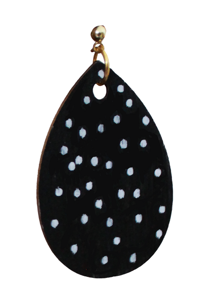 Black and White Polka Dots Teardrop Earrings