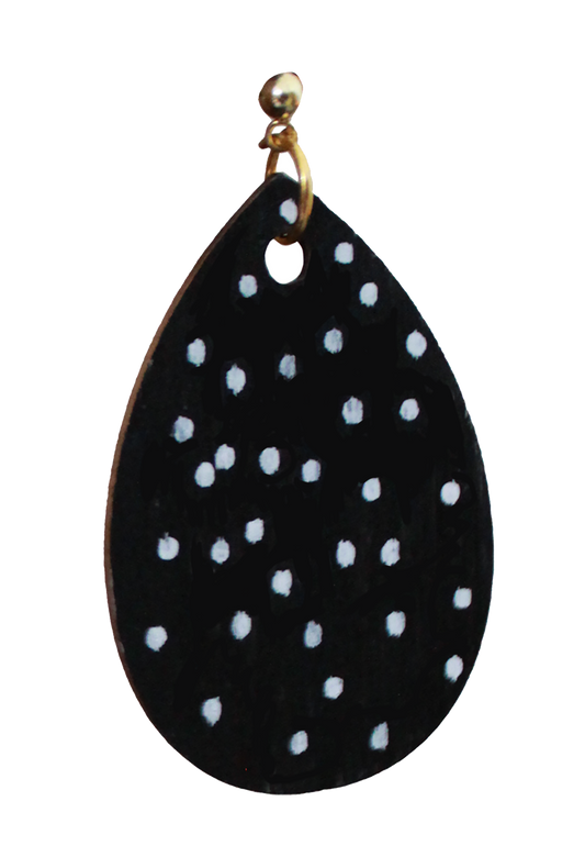Black and White Polka Dots Teardrop Earrings