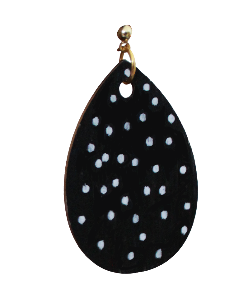 Black and White Polka Dots Teardrop Earrings
