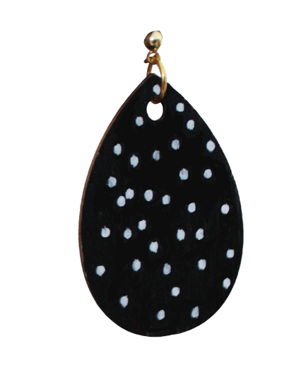 Black and White Polka Dots Teardrop Earrings