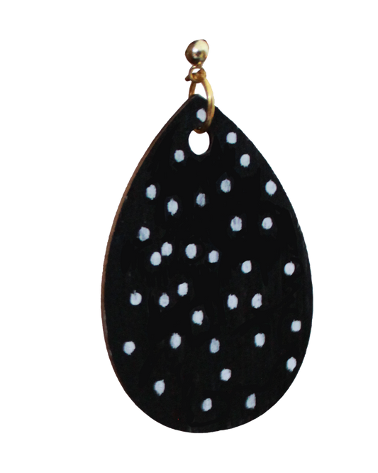 Black and White Polka Dots Teardrop Earrings