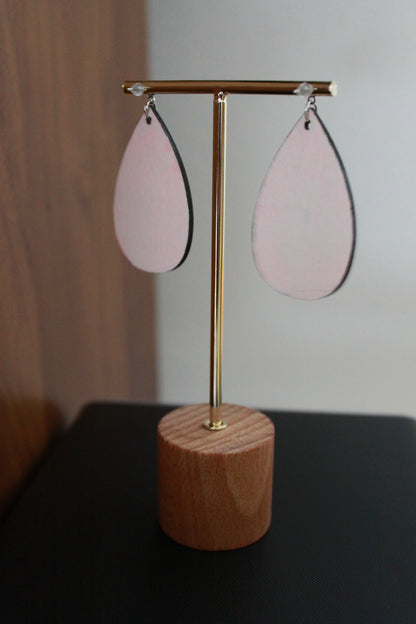 Blackish Pink Marbled Teardrop Earrings