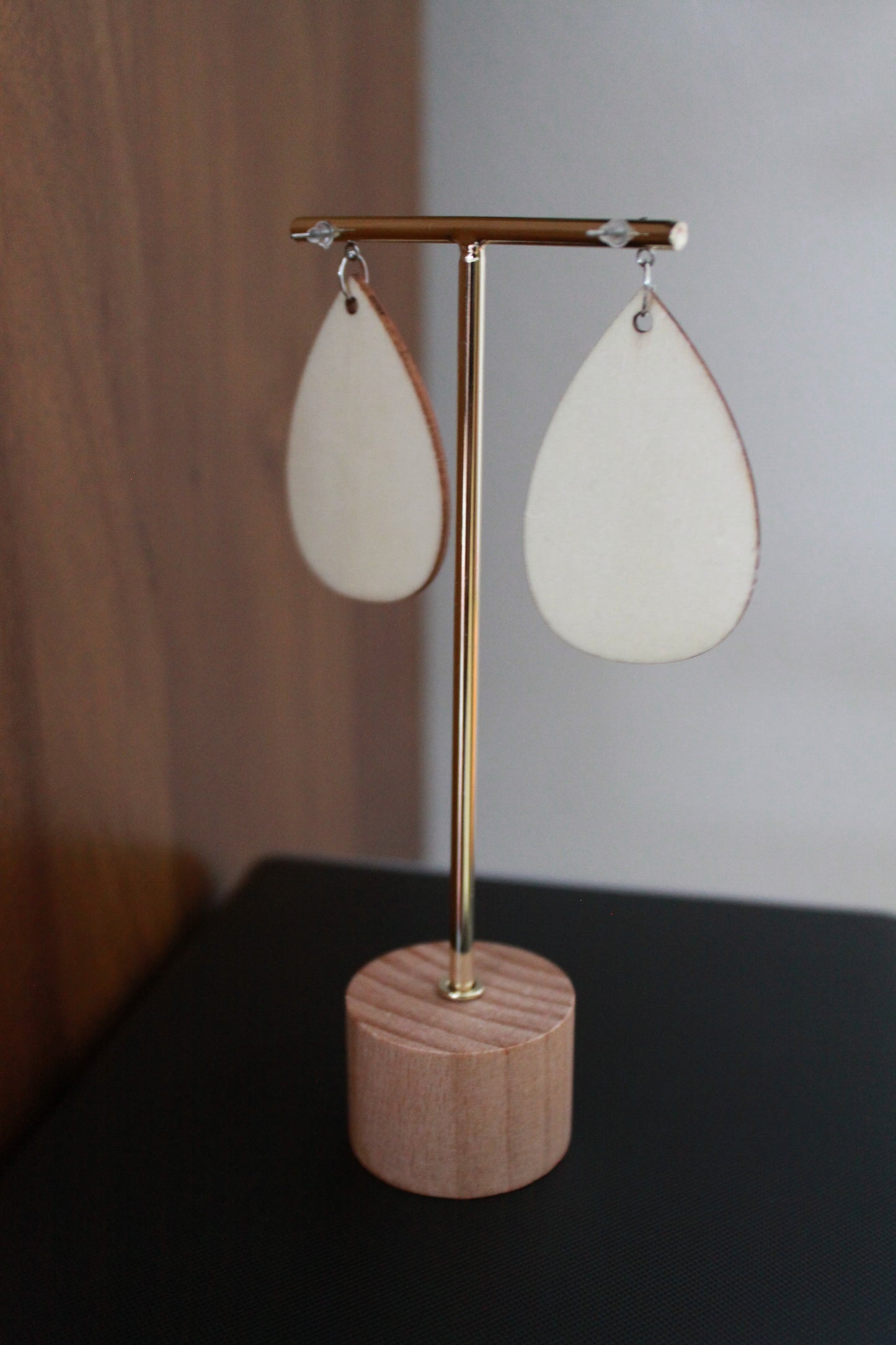 Red with Black Pattern Teardrop Earrings