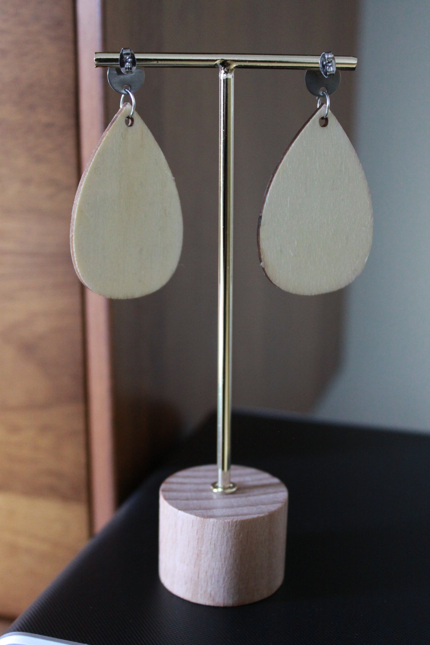 Burnt Wood Teardrop Earrings