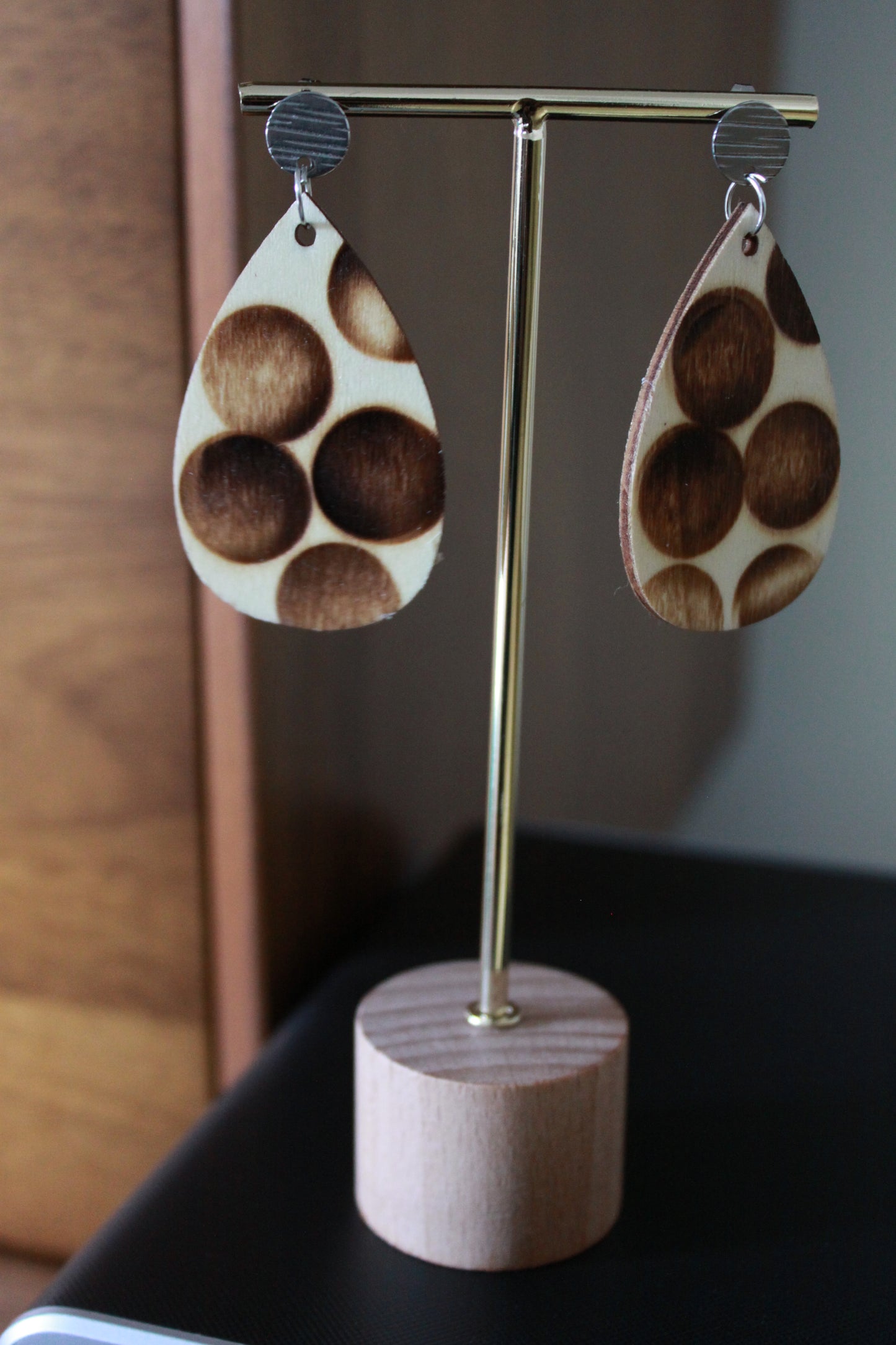Burnt Wood Teardrop Earrings